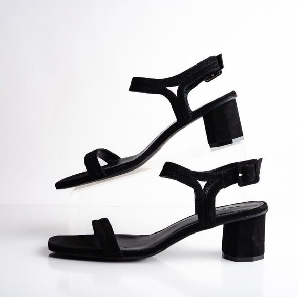 Boden Womens Suede Heels Sandals Black Strappy Open Toe US 10 EU 41 NWOB - Picture 5 of 8